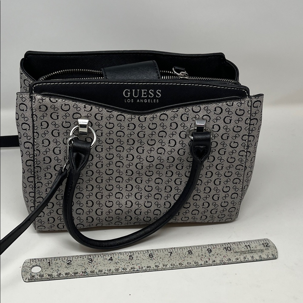 GUESS Los Angeles Logo Print Gray and Black Designer Bag - Picture 8 of 8